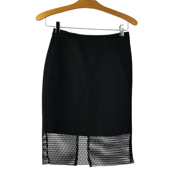 Black Mesh Pencil Skirt, Size 4 - Picture 3 of 8